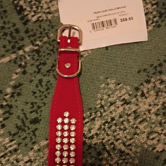 Hustler Hollywood Red 3 Row Rhinestone Choker Nwt Velvet - Picture 5 of 7
